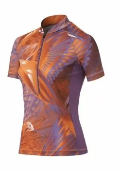 Odlo Women Stand-up Collar S/s 1/2 Zip SKY Lila/orange