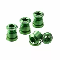 Reverse, Kettenblattschrauben SET, Aluminium, 4 Schrauben, 4 Muttern, 4 Unterlagscheiben 2mm, Grün